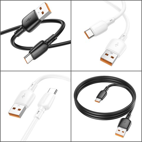 USB кабель Borofone BX93, USB тип-C, USB тип-A, 100 см, 100 Вт, 6 А, белый, #6941991103186 Превью 1