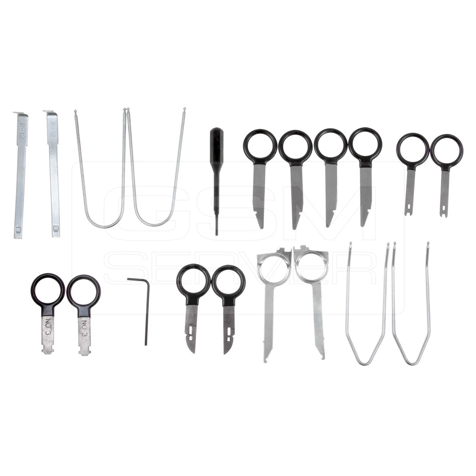 Aftermarket and OEM Head Unit Removal Tool Kit (Stainless Steel, 20 pcs.) GsmServer