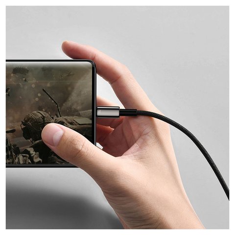 USB кабель Baseus Tungsten Gold, USB тип-C, USB тип-A, 100 см, 100 Вт, черный, в нейлоновой оплетке, #CAWJ000001 Превью 3