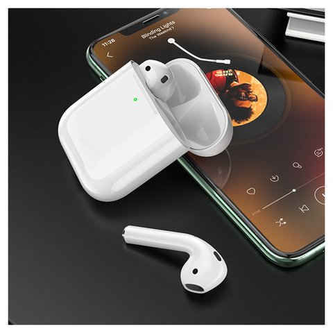 Гарнитура Hoco EW25, беспроводная, белая, с зарядным кейсом, с кабелем Lightning для Apple, #6931474771810 Превью 1