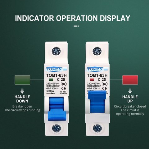 Автоматический выключатель переменного тока TOMZN TOB1-63H-C25, 1P, 230-400В, 25 А Превью 5