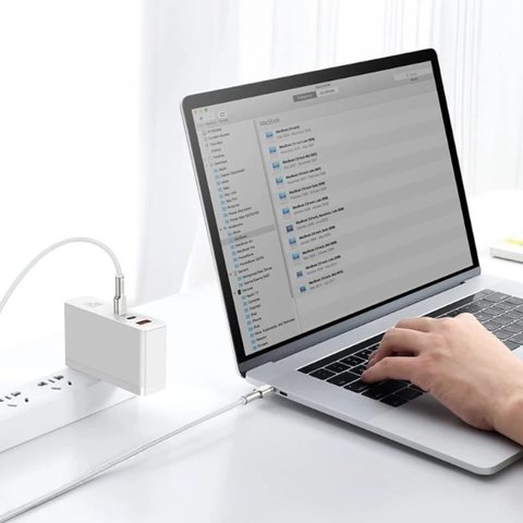 USB кабель Baseus Cafule Series Metal, 2xUSB тип-C, 200 см, 100 Вт, белый, в нейлоновой оплетке, #CATJK-D02 Превью 2