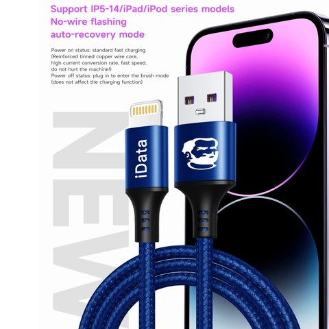 USB кабель Mechanic iData, USB тип-A, Lightning, 100 см, синий Превью 2