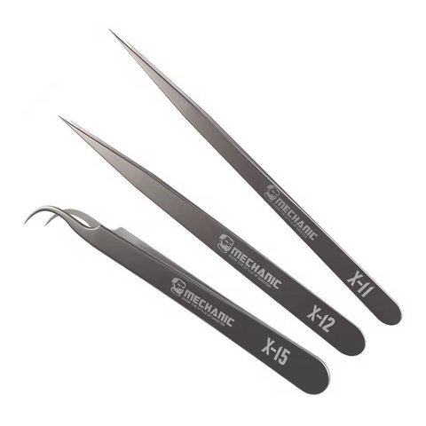 Пинцет монтажный Mechanic X-15, изогнутый, антистатический, 115 мм Превью 4